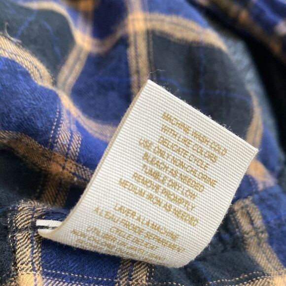 We The Free People Cotton Plaid Button‎ Down Flannel Western Shirt Blue XS - Picture 12 of 12